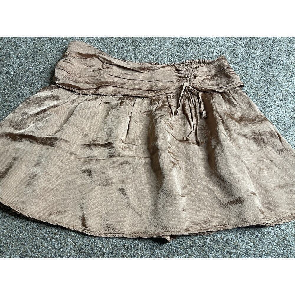 Aerie Mini Skirt Copper Color Pebble Look Material Elastic Waist Womens Size XL